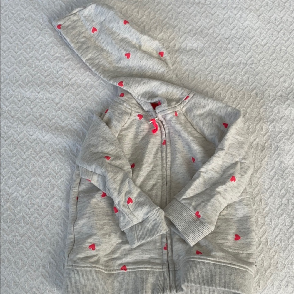 Osh Gosh grey hoodie with pink hearts 6m